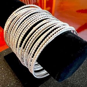 Vintage Wide Bangle Bracelet in Silver